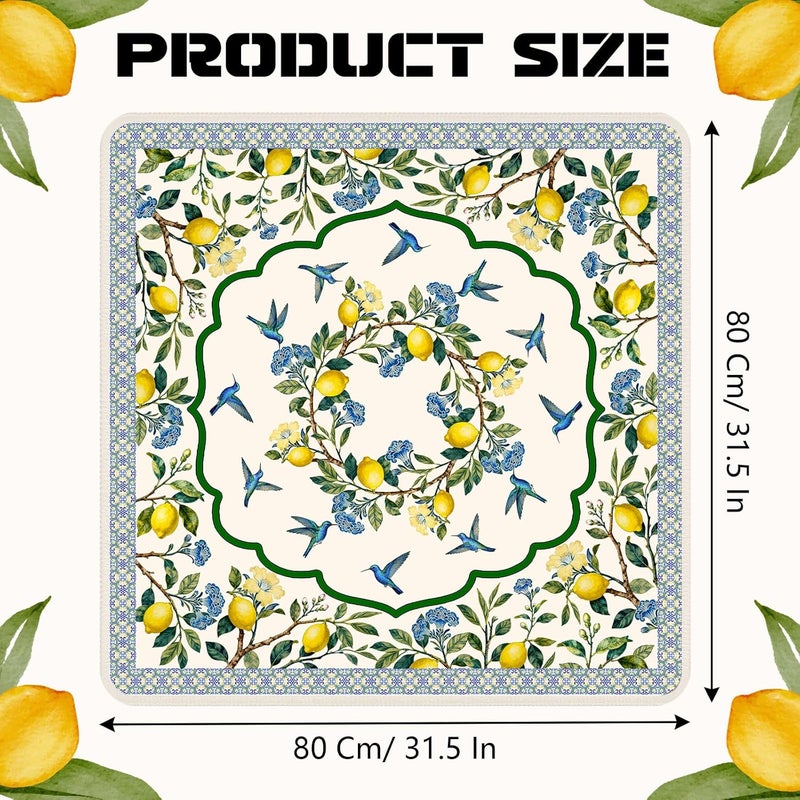 HEIFAM حصيرة ماجونغ للطاولة، حصيرة طاولة ماجونغ مع ليمون 31x 31 بوصة، حصيرة ماجونغ مضادة للانزلاق مع حقيبة حمل، غطاء طاولة للألعاب مثل ماجونغ وبوكر والدومينو، هدية عيد الميلاد أو عيد الميلاد، - Image 4